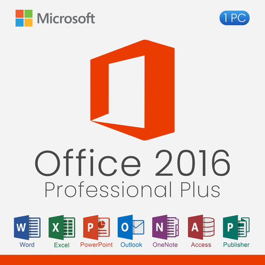 Microsoft Office 2016 Professional Plus – Lifetime License For 1 PC